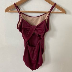 Maroon thin strap leotard
